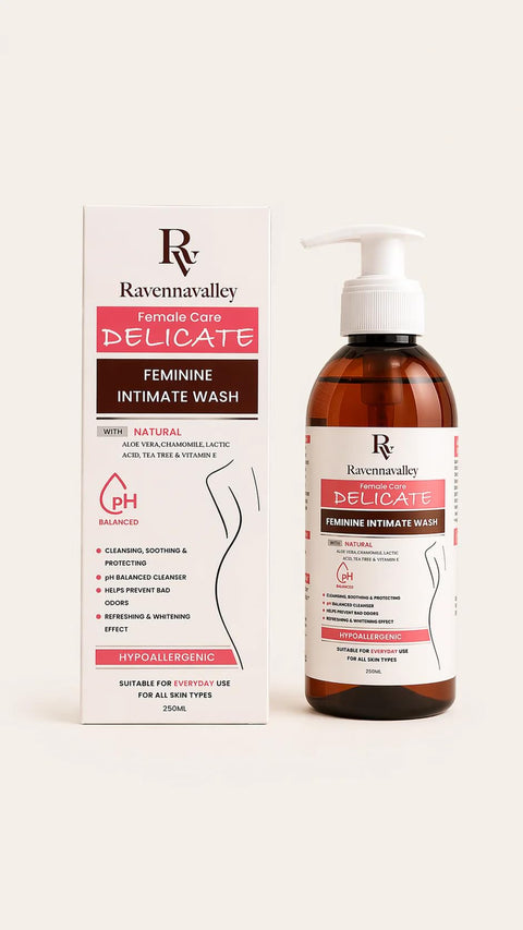 Female Care Delicate Feminie Intimate Wash 250ml, pH Balanced, Moisturising and Odour Protection, All Skin Types, Hypoallergenic, with Tea Tree, Calendula, Lactic Acid and Vitamin E