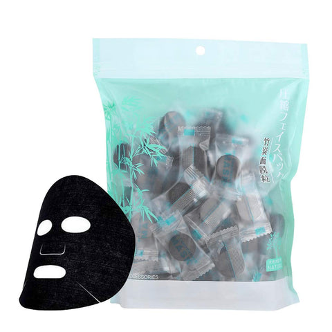 100Pcs/Pack Bamboo Charcoal Compressed Face Mask, Disposable Skin Care DIY Facial Mask Paper, Natural Cotton Skin Care Wrapped Masks