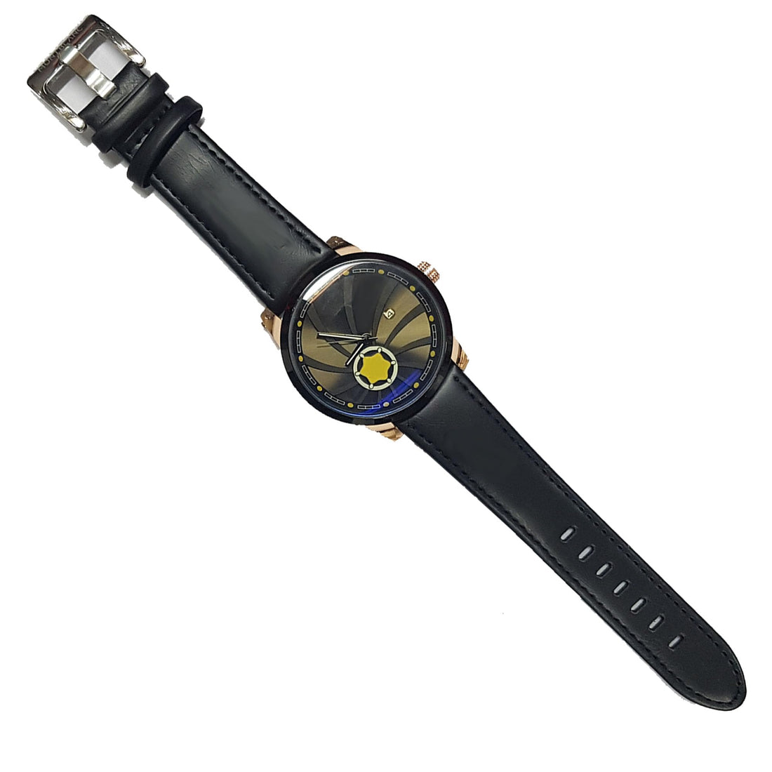 Luxury Watch - Blue Dial - Black Leather Strap - Rose Gold Bezel