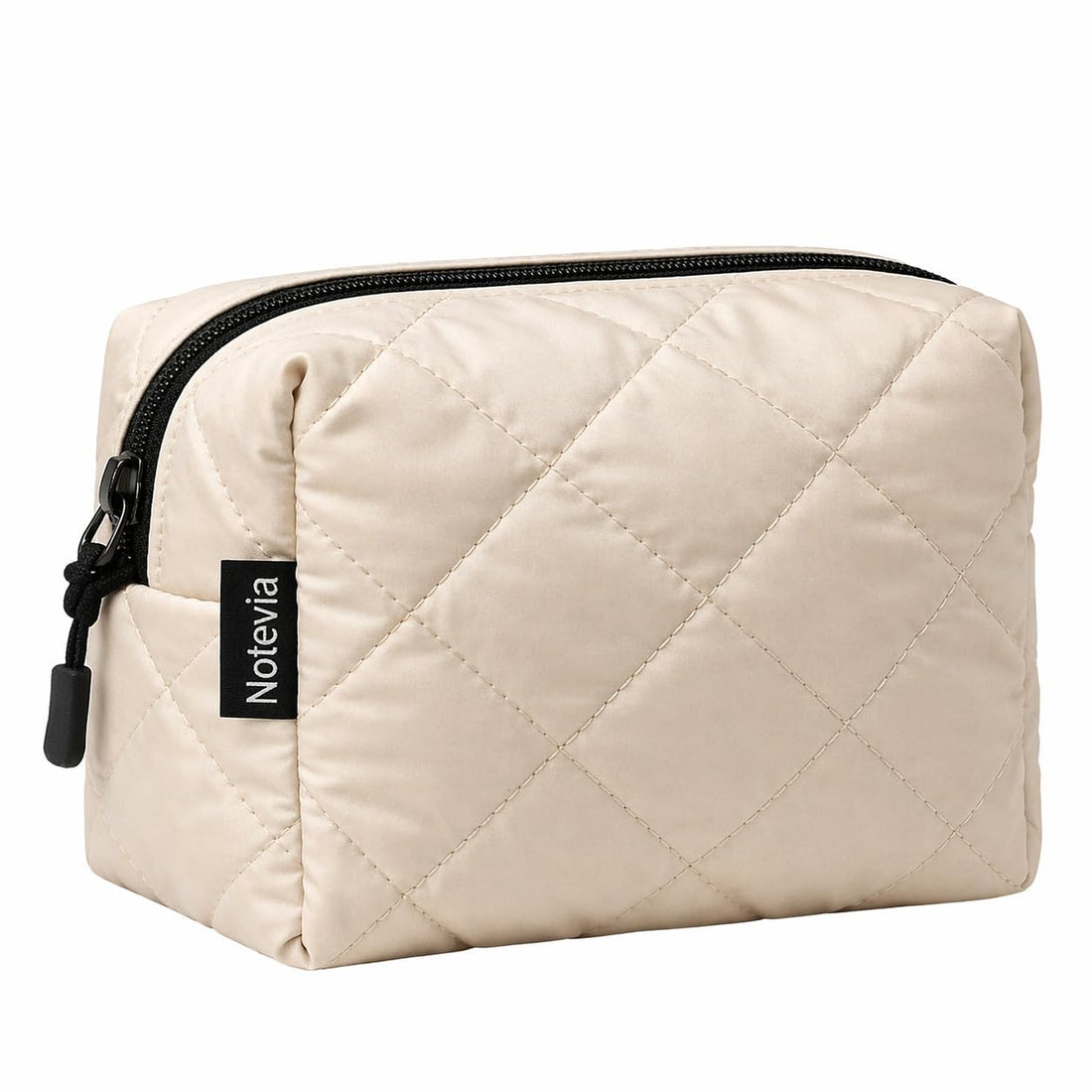 Waterproof Women Makeup Bag – Small Travel Cosmetic Bag – High Quality Leather with Durable Zipper – Cosmetic Accessories Organizer (Beige Clutch)