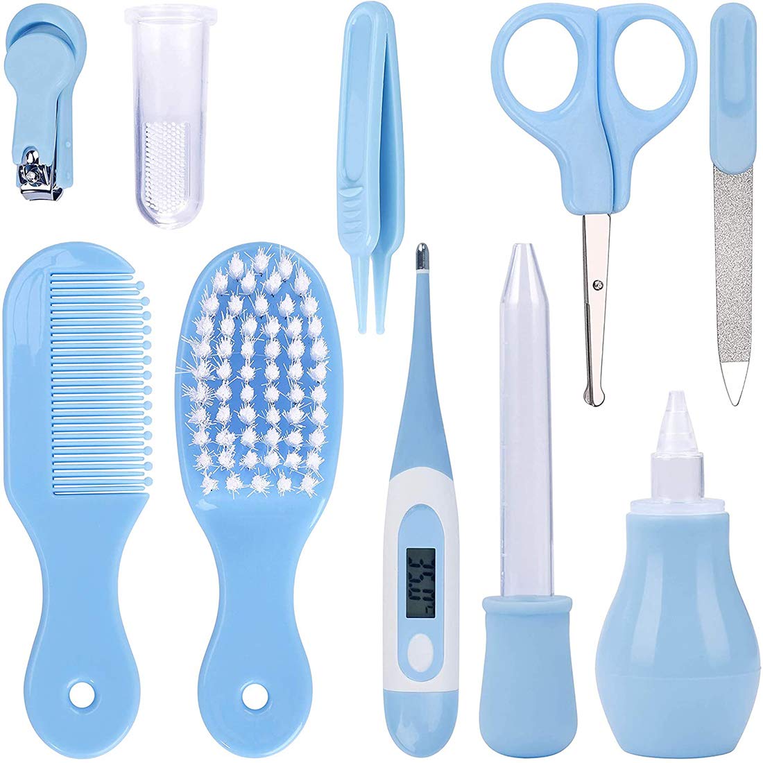 Cozy Baby Health Care Kit - Baby Grooming Kit Newborn Baby Care Accessories, 10Pcs Safety Cutter Nail Care Set, Nursery Baby Care Kit For Infants Newborns (Blue)