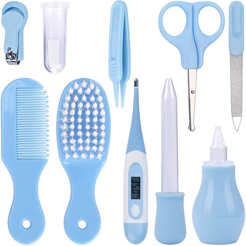 Cozy Baby Health Care Kit - Baby Grooming Kit Newborn Baby Care Accessories, 10Pcs Safety Cutter Nail Care Set, Nursery Baby Care Kit For Infants Newborns (Blue)