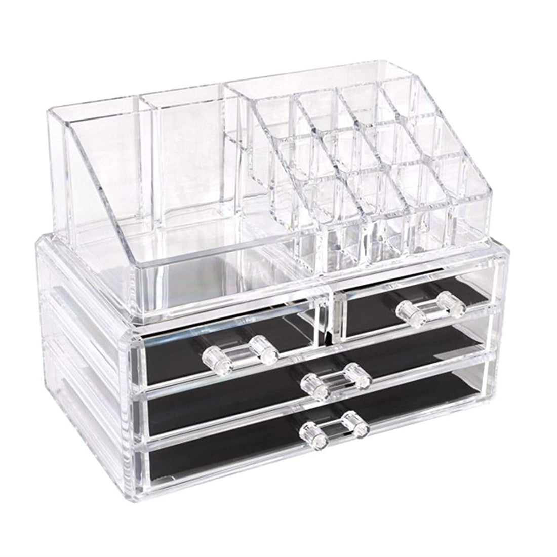 Clear acrylic cosmetic organizer makeup holder display jewelry storage case 4 drawer for lipstick liner brush holder-mzp0002