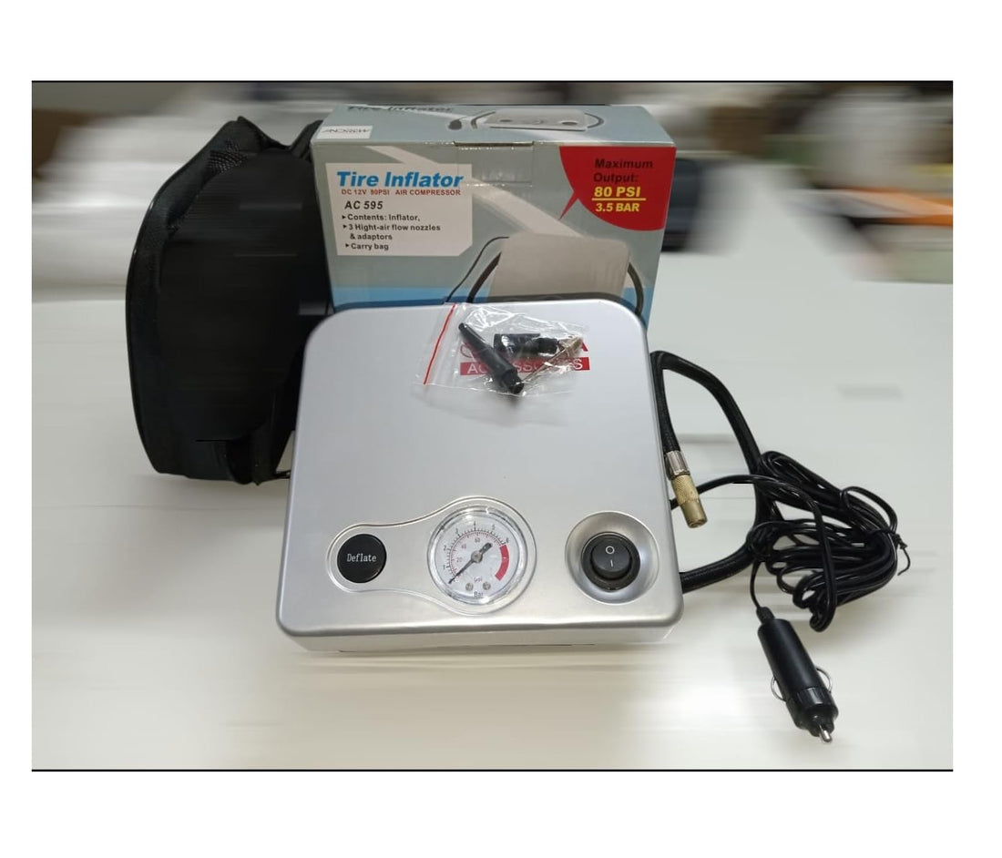 ACCESSORIES 12V Powerful Wide Application Tire Inflator Air Compressor for Vehicle, Bike, Rescue Collars, Balls, Boats (1 Square Piston B)