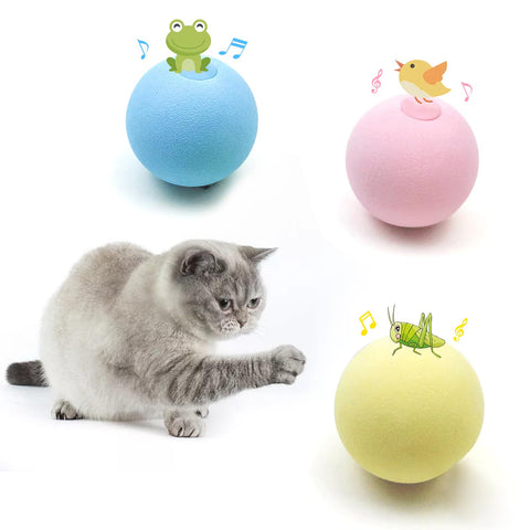 Cat Toy Balls with Sound, Chirping Cat Toys with Catnip, 3 Pcs EVA Rolling Toy Balls, Interactive Kitten Toys for Indoor Cats(Bird+Frog+Crickets, EVA)