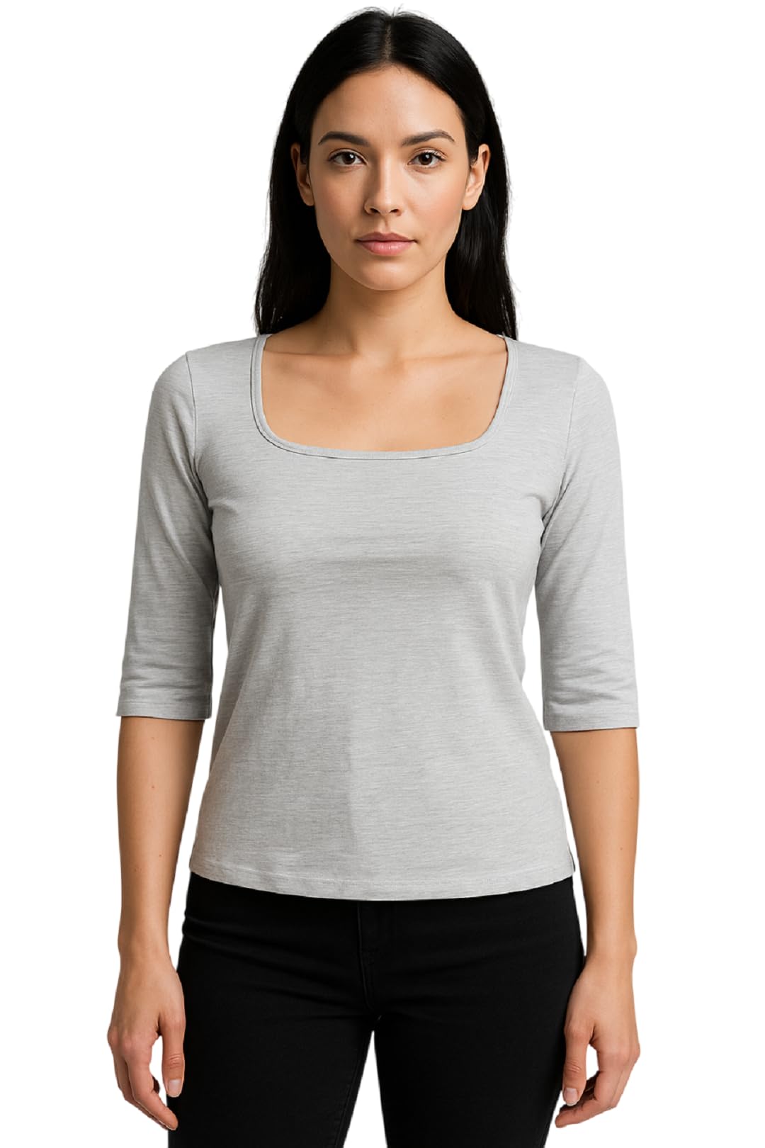 MANIKAN Women's Undershirt Square Neck Top Form-Fitting Style