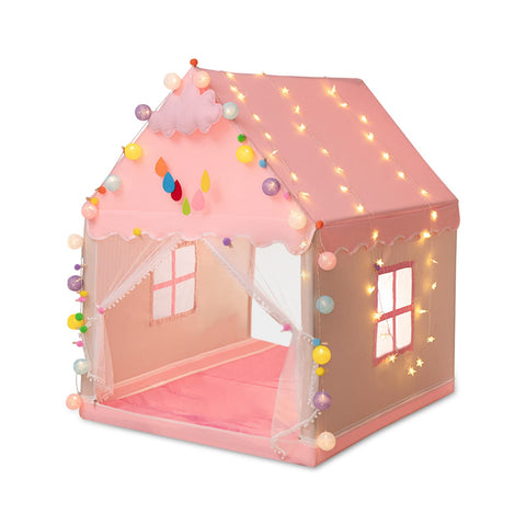 Ergocar Teepee Child Girl, Princess Tent Indoor Dream Castle, Boy's Cabin Child Outdoor, with Colourful Balls & Star Lights, Large Garden Tent, Birthday Gifts