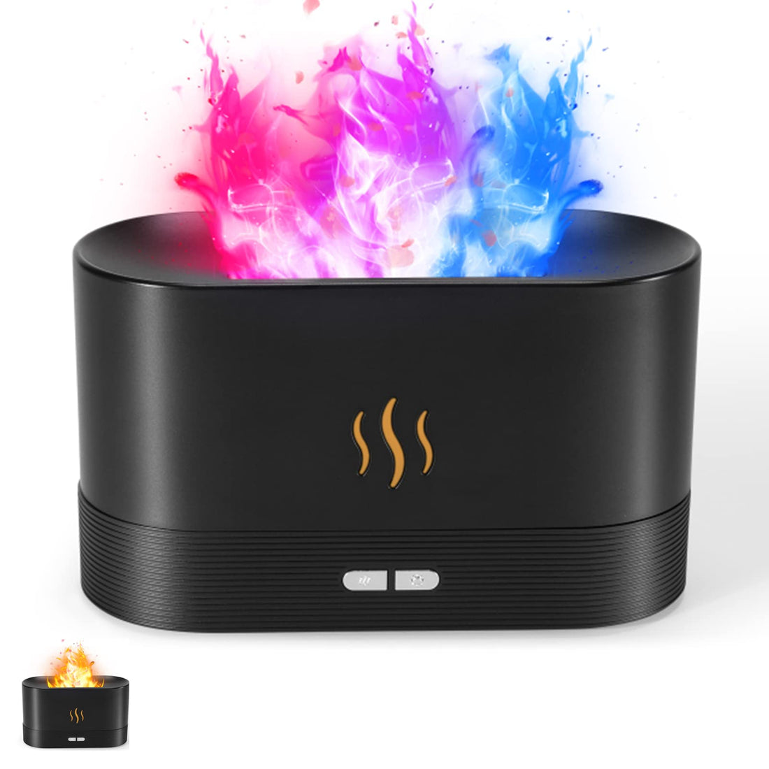 SENMUL Colorful Flame Air Aroma Diffuser Humidifier, Upgraded 7 Flame Colors Noiseless Essential Oil Diffuser for Home,Office,Yoga with Auto-Off Protection 180ml (8Hours Black)