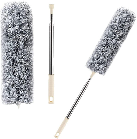 SAMEZONE Microfiber Duster with Extension Pole, Stainless Steel, Bendable Head, 30-100 Inches, for High Ceiling Fan, Interior Roof
