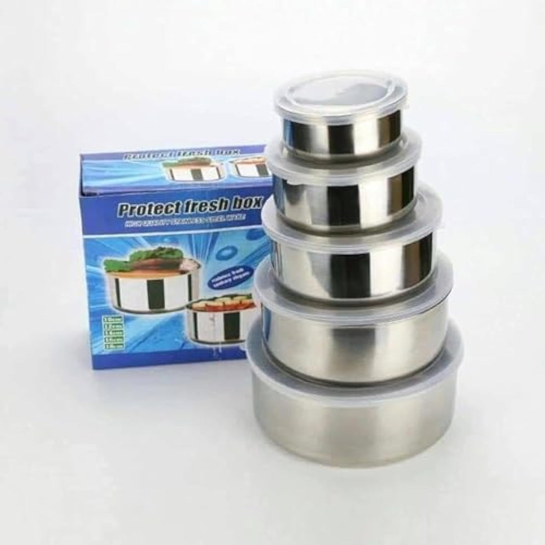 Stainless Refrigerator Box Set (5 Pieces) fresh food - set of 5 food container