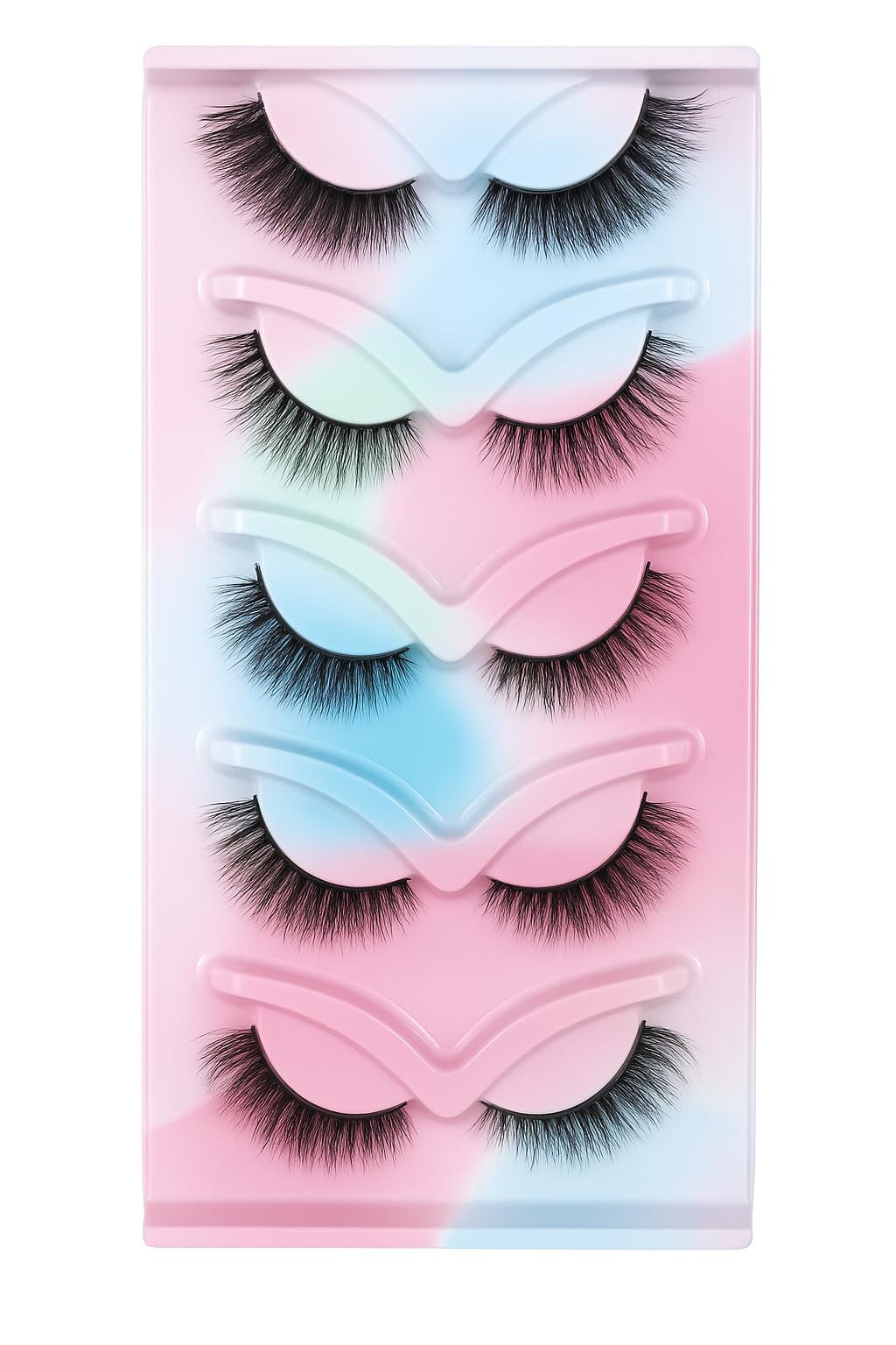 Fluffy 5 Pairs Wispy False Eyelashes Set – Soft & Voluminous Handmade Lashes with Natural Messy Effect – Lightweight Reusable Strip Lashes for Everyday & Glam Makeup Look