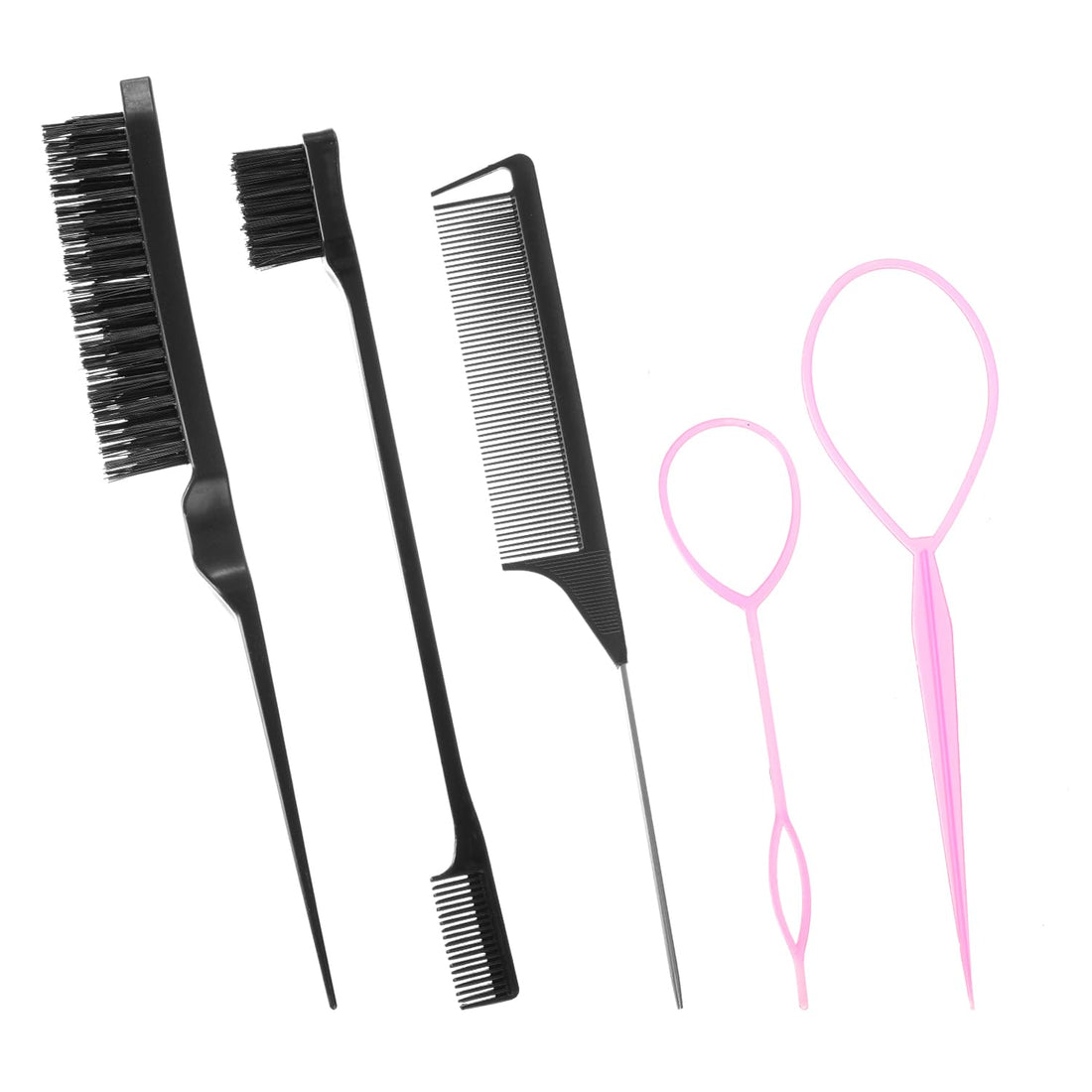 Slick Back Hair Brush Bristle Edge Brush Hair Styling Tools with Rat Tail Hair Parting Comb Teasing Brushes for Women Men Beard Eyebrow