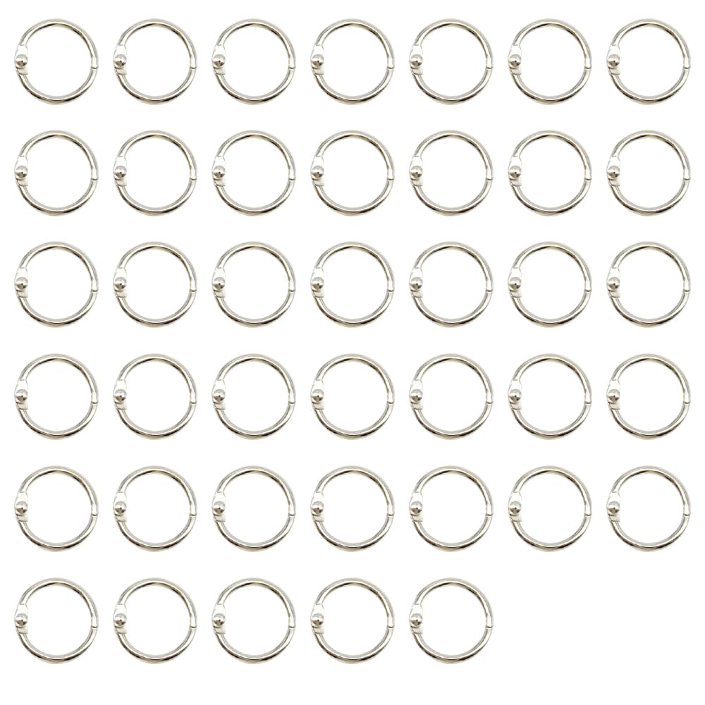 Yosawo 40 Pack Book Binder Rings Metal Loose Leaf Binder Rings for Flash Cards, Index Cards and Loose Paper, Key Rings（15mm）