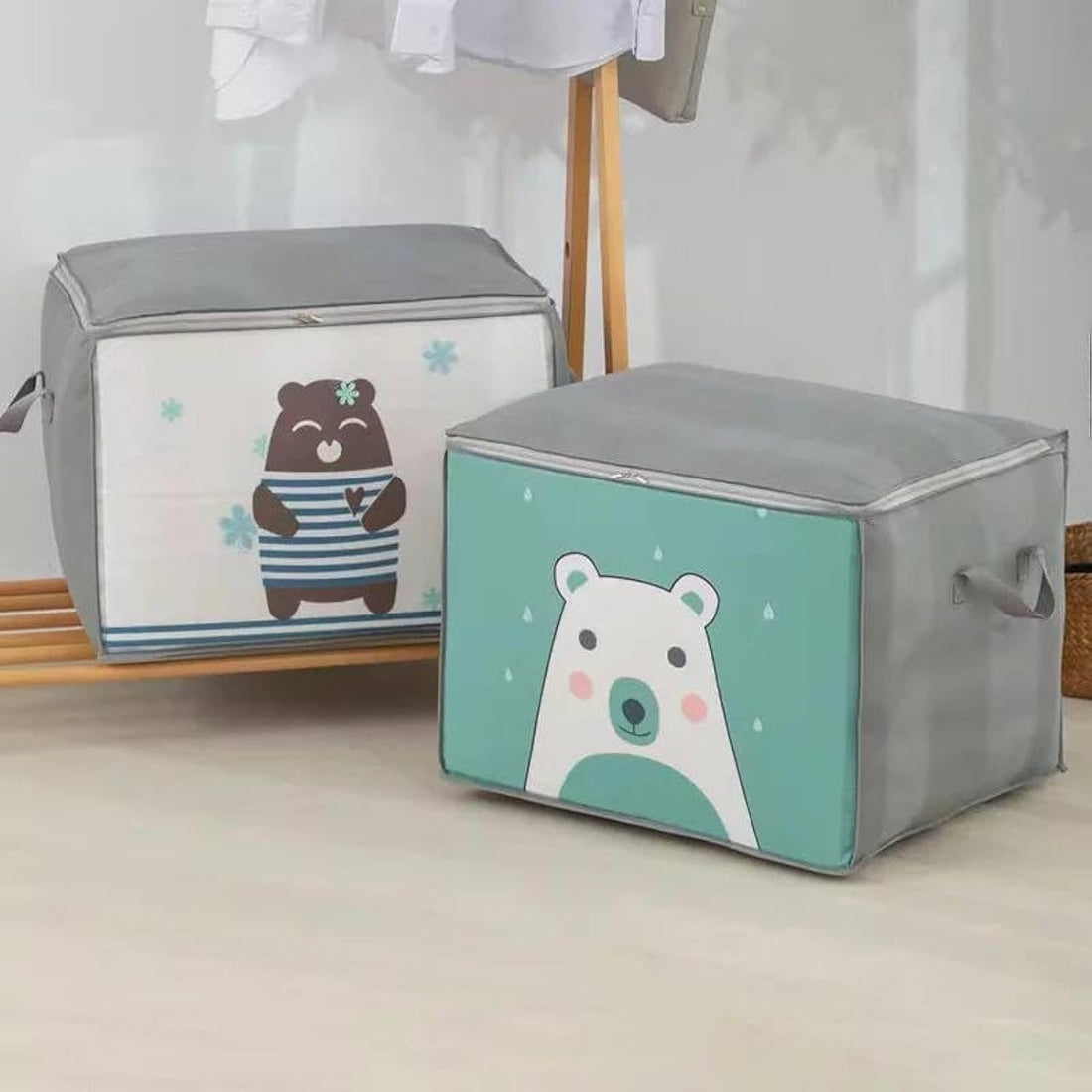 Cartoon Print Portable Storage Box Folding Clothes Quilt Cover Blanket Clothes Storage Box (color and shape is random)