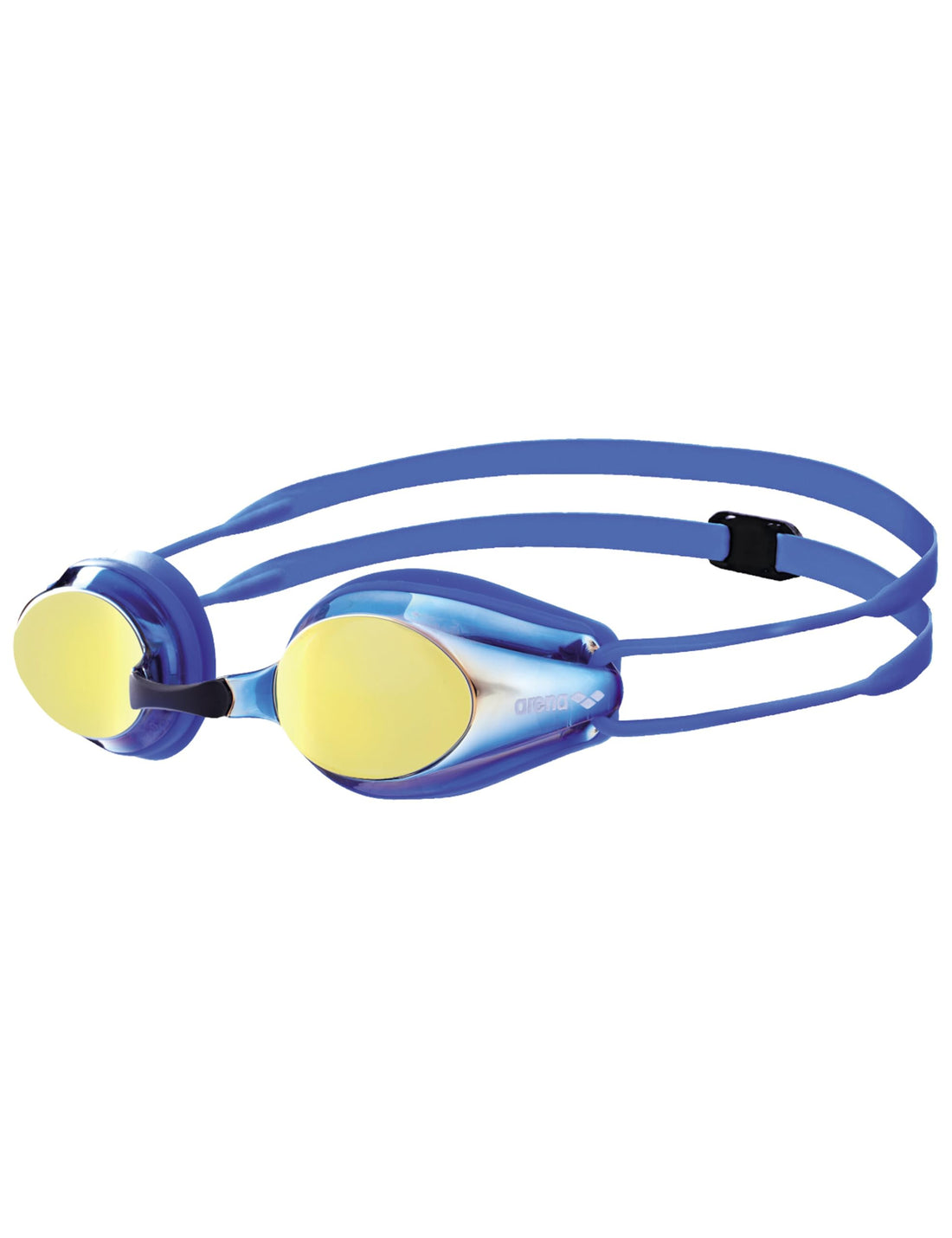 Arena Tracks Unisex Junior Youth Essential Racing Swim Goggles Kids Swimmers Young Racers 6-12 Anti-Fog Coated Mirror Lens, Yellow Copper/Blue