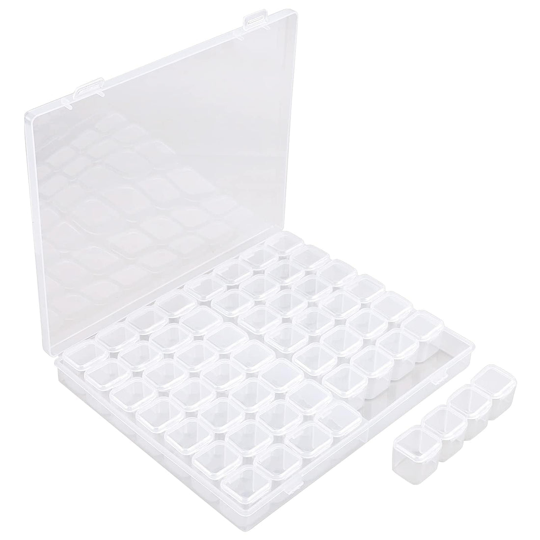Tazweeq 56 Grids Clear Plastic Organizer Box,Gem Organizer,Removable Compartments with Secure Lids,Transparent Jewelry Organizer for Seeds Craft Making Accessories