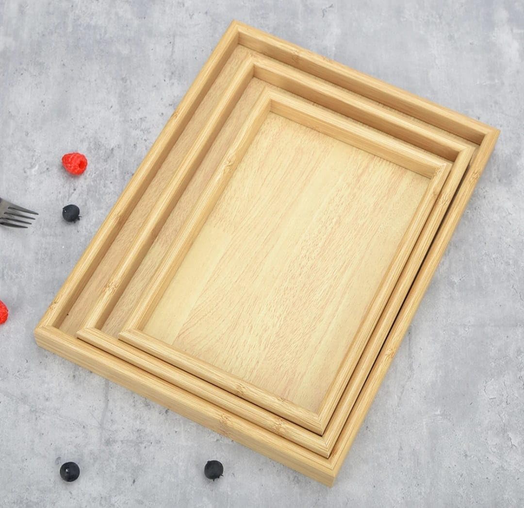 Set of 3 Wooden Trays - Stylish and Versatile Rustic Design