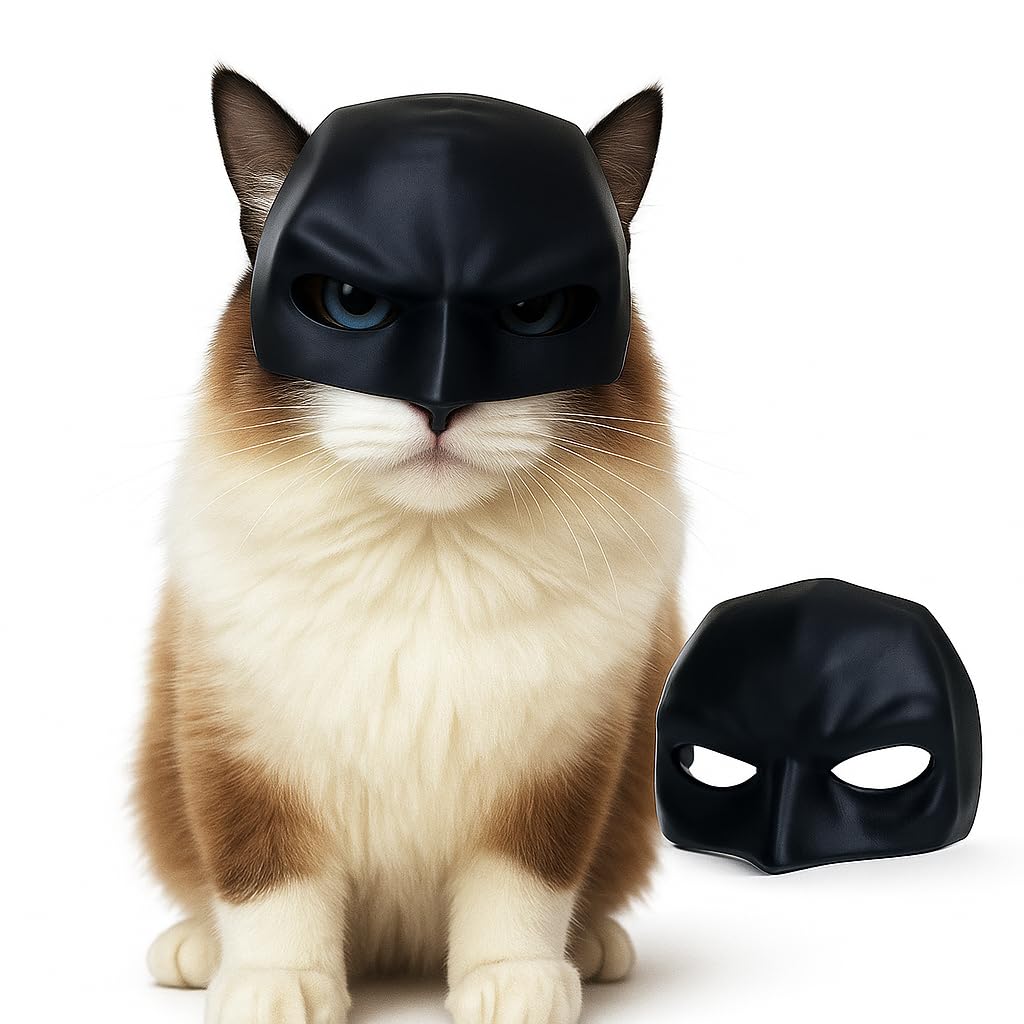 Black Cat Mask Costume Accessory, Half-Face Design, Pet Dress Up