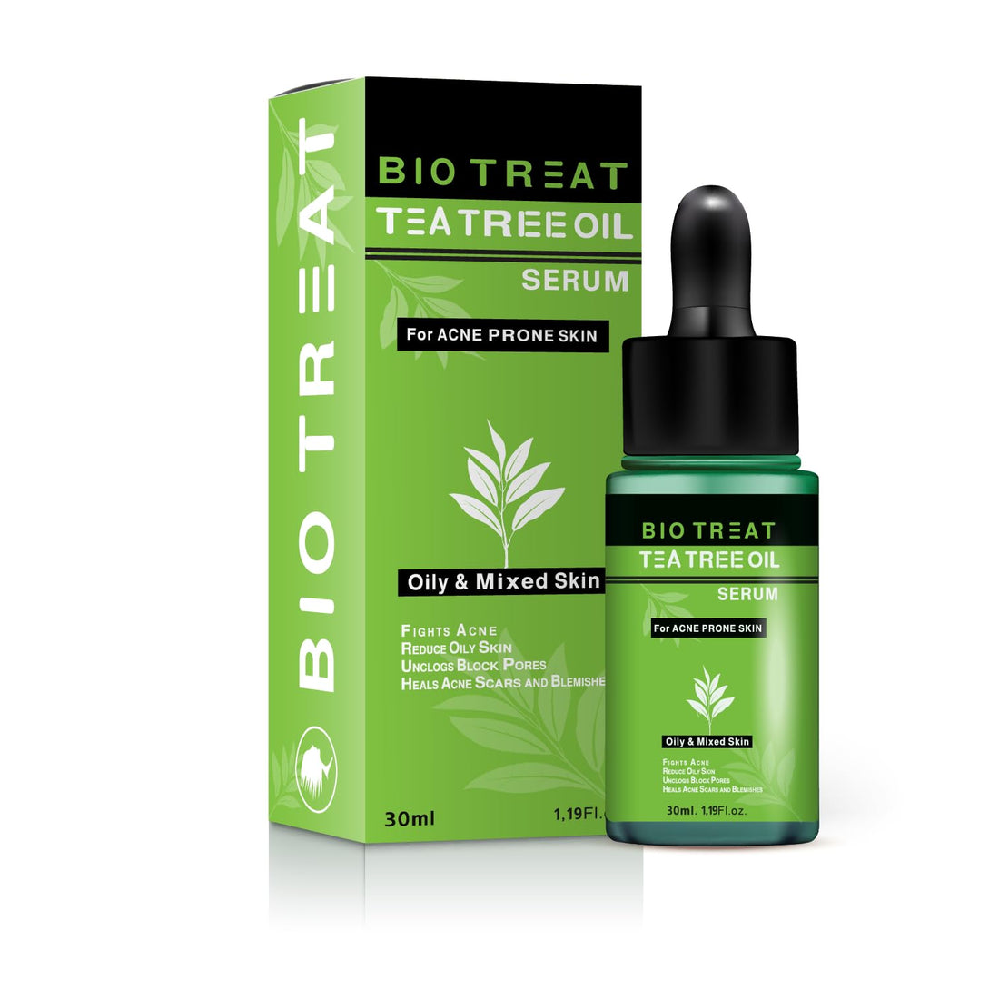 BIO TREAT Tea Tree Oil Serum, Oily & Combination Skin, Fights Acne, 30 ml