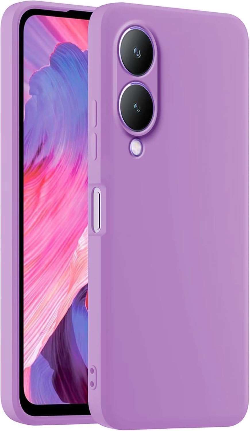 High-quality Silicone Case With A Modern, Streamlined Design And Inner Lining, Compatible with Vivo Y17S (Purple)