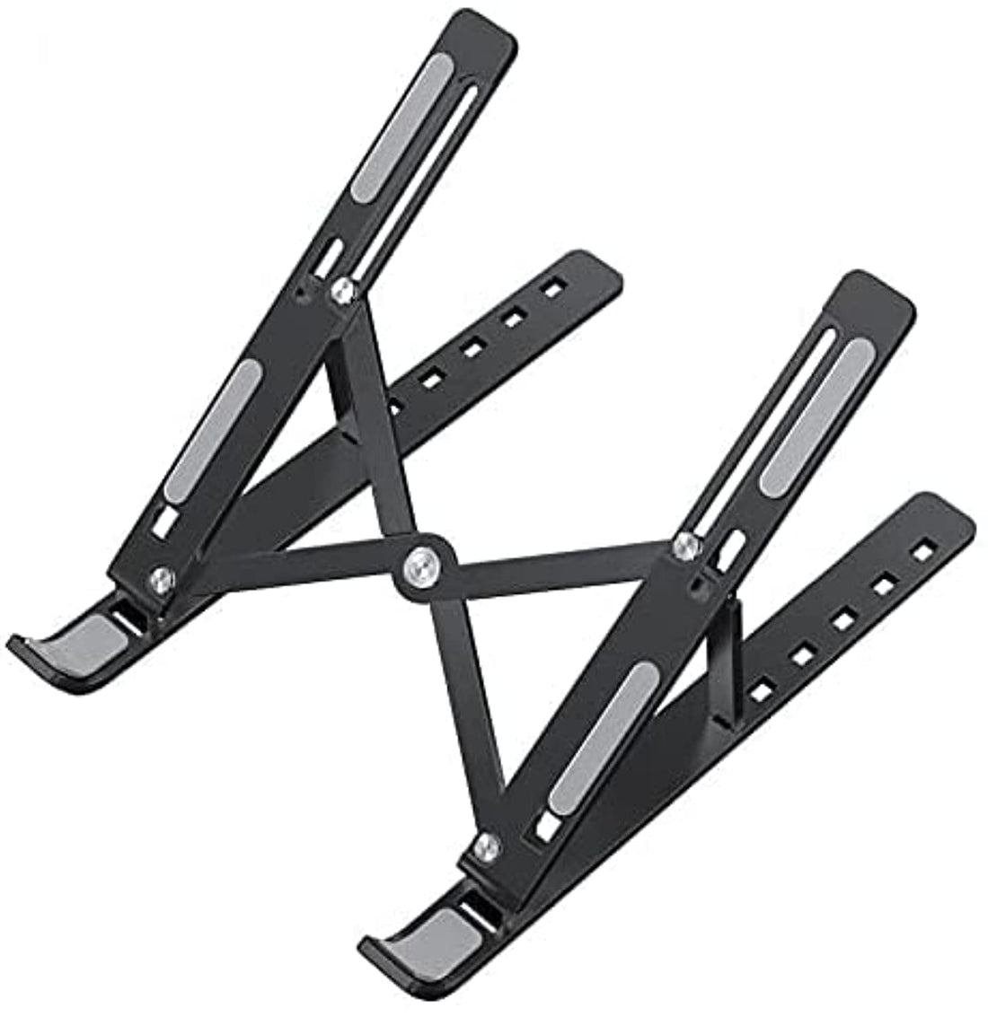 Plastic foldable adjustable multi-position tablet holder laptop stand compatible with ipad, macbook pro, tablets and laptops (black)
