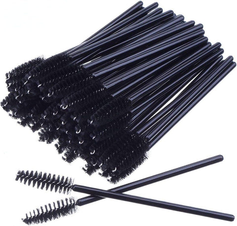 Disposable Eyelash Brushes Mascara Brushes Eyebrow Eyelash Applicator Makeup Brushes 50 Pcs Makeup Brush Set (Black)