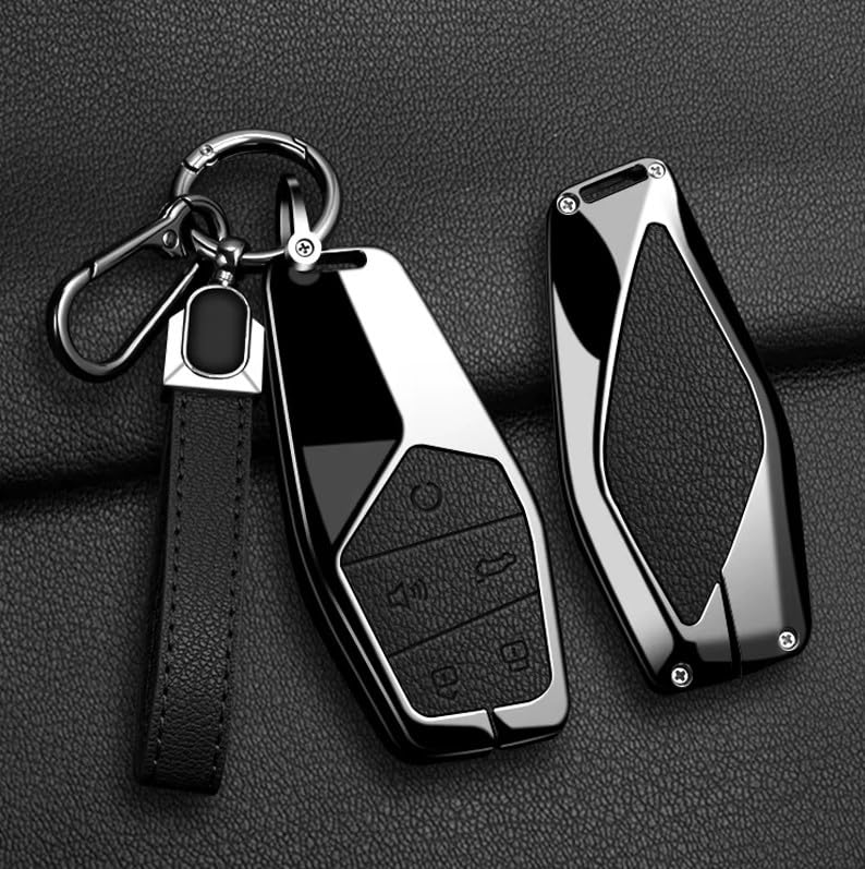 Premium Zinc Alloy Metal Car Key Cover - Compatible with MG One MG-1 Smart Remote - Stylish Protection Black