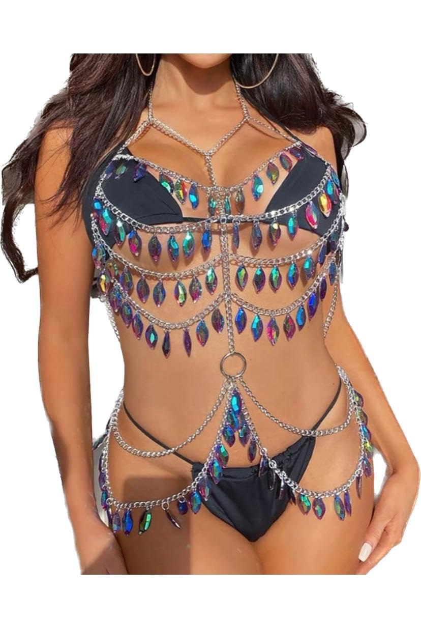 Womens Lingerie Set - Adult Women - Female - One Size - Silver - Multi - Standard - Regular Fit - Brief - Non-Detachable - Chain - Acrylic - Lingerie