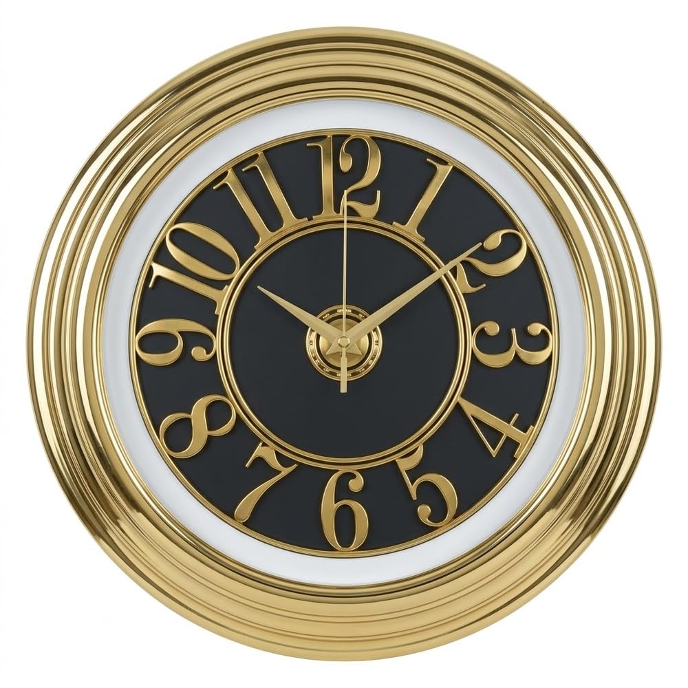 Modern Quartz Wall Clock with Elegant Gold Frame - A1-824