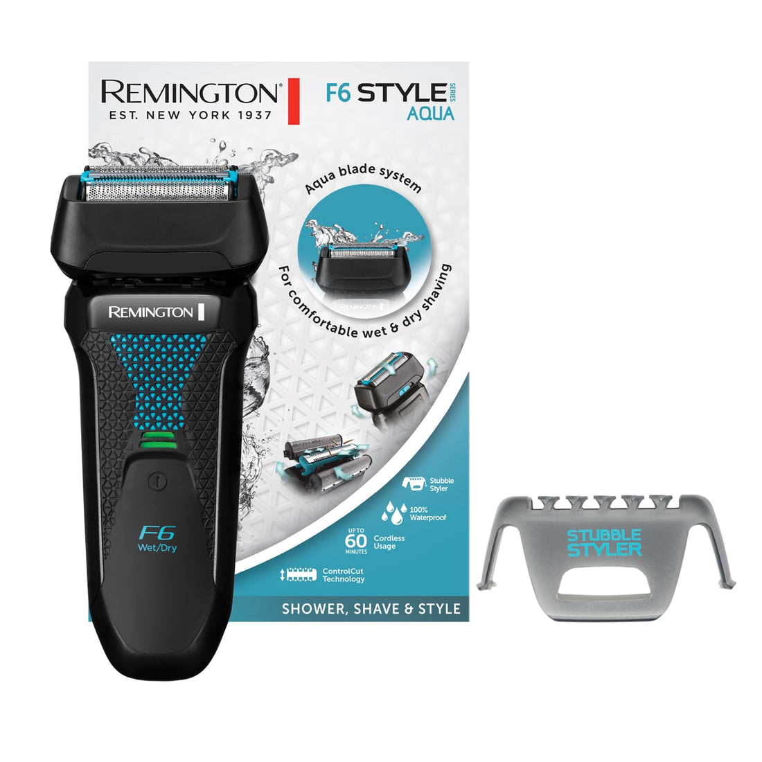 Remington Electric Foil Shaver (100% Waterproof, Waterproof, Wet Shaving, Dry Shaving, Foil Cutting Blades, Cordless, Incl Travel Case) F6000