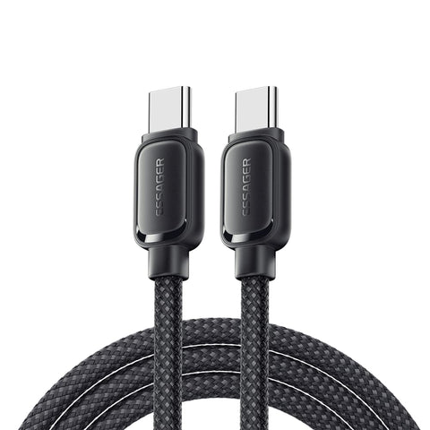 Essager 5A 100W Magnetic USB-C to USB-C Fast Charging Cable PD 3.1 – Self-Coiling Magnetic Cable – Nylon Braided – for iPhone, Samsung, Huawei, MacBooks, Matebooks and laptops (Black, 1 Meter)