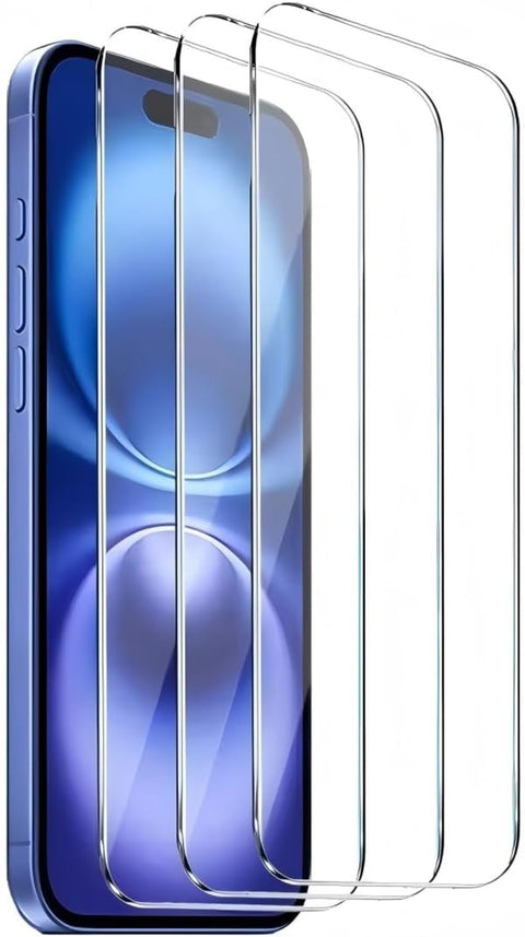3 x Tempered Glass Screen Protector for iPhone 16, iPhone 15, iPhone 15 Pro Ultra Resistant Scratch-Resistant Bubble-Free 9H Hardness Glass 6.1 Inch HD Ultra Clear