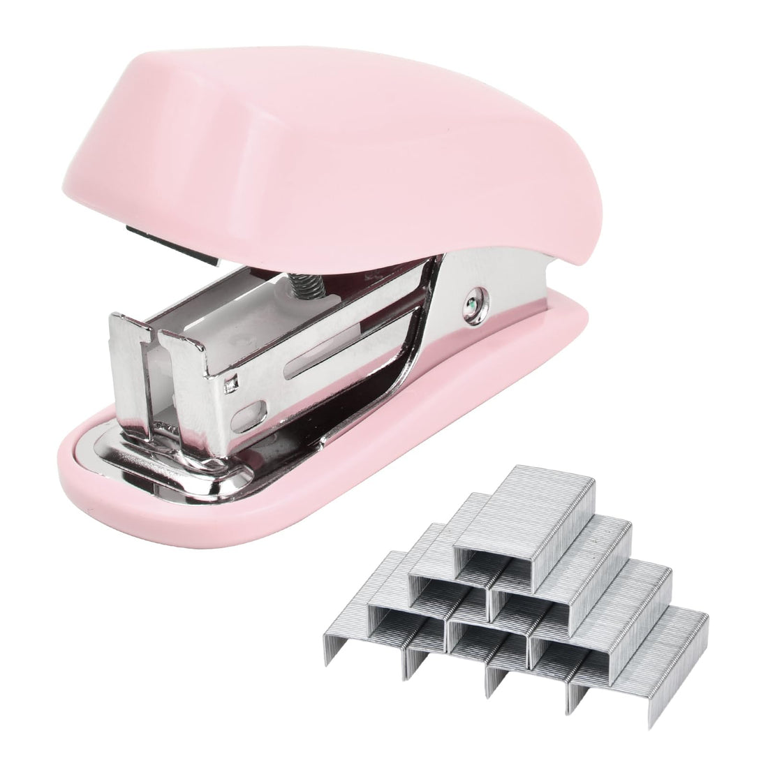 Volumoon Mini Stapler Set 26/6, Stapler Set, Small Stapler Small, Portable Stapler with 830 Staples, Manual Table Stapler with Staples for Schools Workplaces Families (Pink)