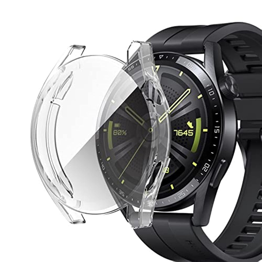 Beauenty Case With TPU Film for HUAWEI Watch GT 3, All-Inclusive Anti-Drop Electroplating Cover With Screen Protector for Huawei Watch GT 3 (46mm, transparent)
