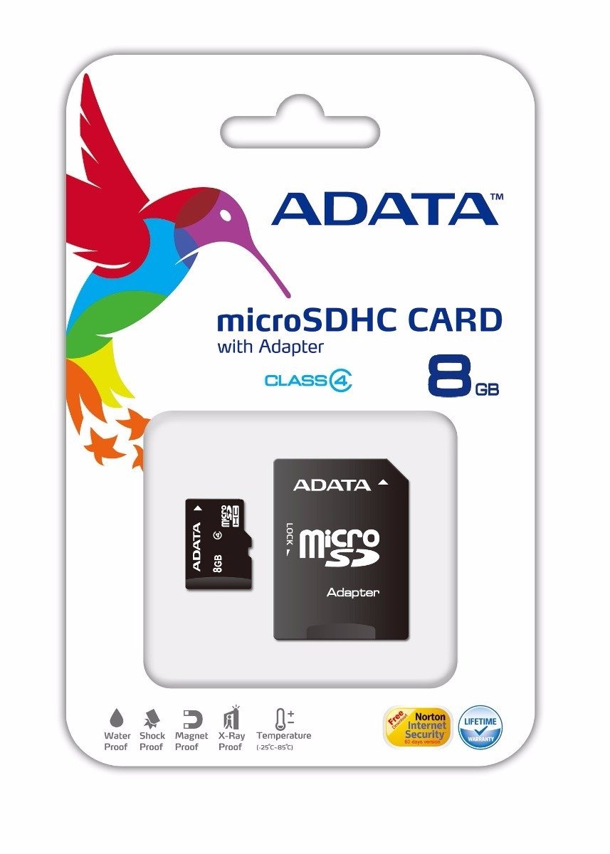 ADATA 8 GB 2.7-3.6 V Speed Read: 10-14 MB/S (AUSDH8GCL4-RA1) Flash Memory Card