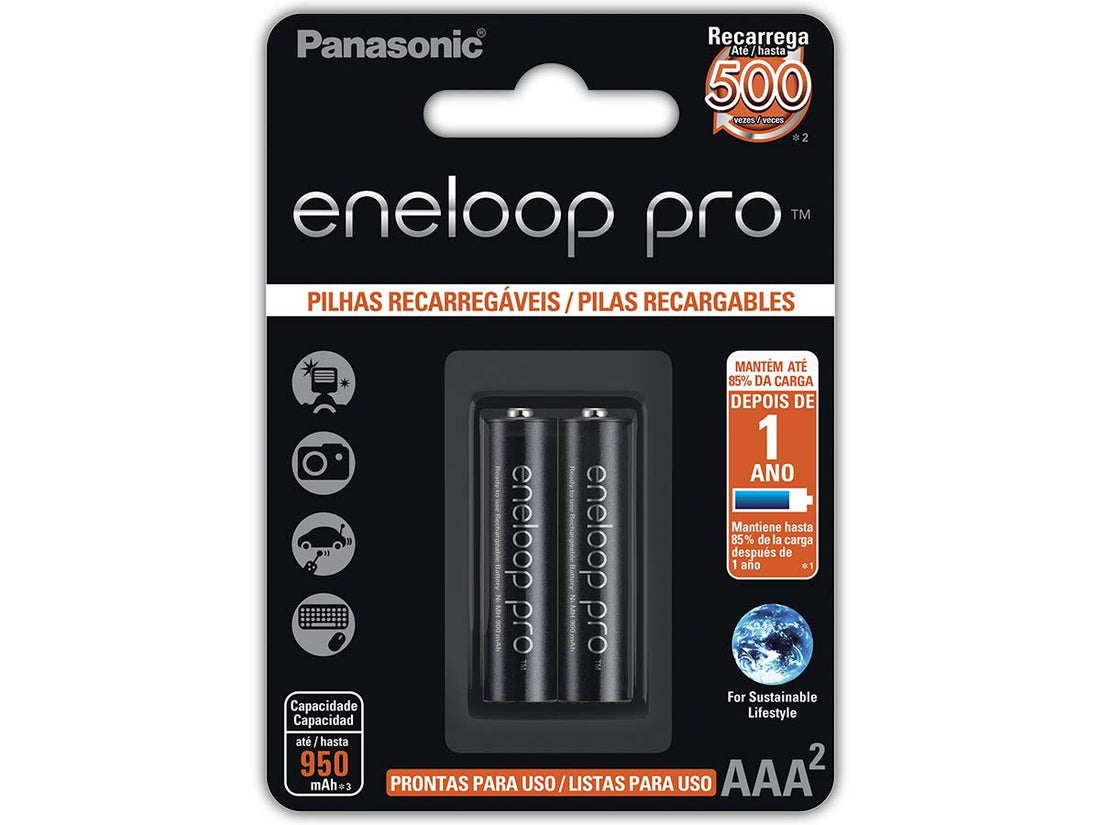 PRO AAA Rechargeable Battery, Eneloop, BK-4HCDE/2BB, Blue