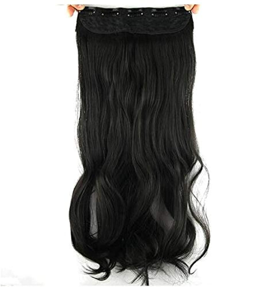 Fashion Fluffy Long Big Wavy Curly Hair Extension Black -H159