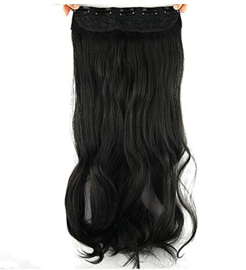 Fashion Fluffy Long Big Wavy Curly Hair Extension Black -H159