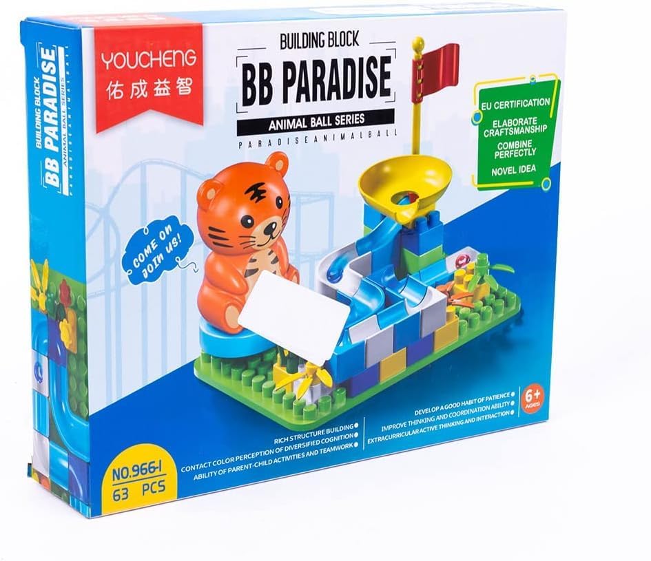 Nopatia Plastic Building Blocks With Little Tiger Set Of 63 Pieces For Kids - Multi Color