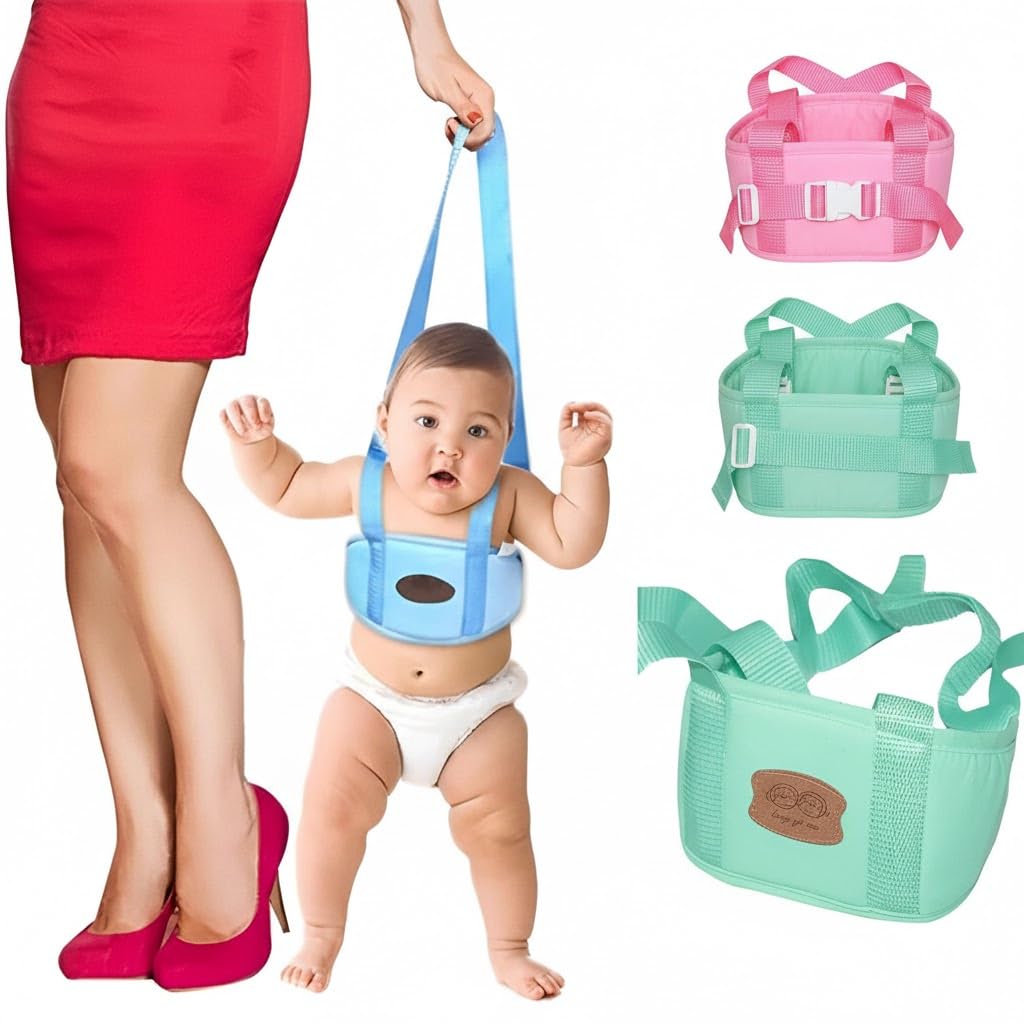 Baby Walking Harness Handheld Baby Walker Assistant Belt Adjustable Toddler Infant Walker Safety Harnesses Standing Up and Walking Learning Helper for 9-24 Month (Ment Green)