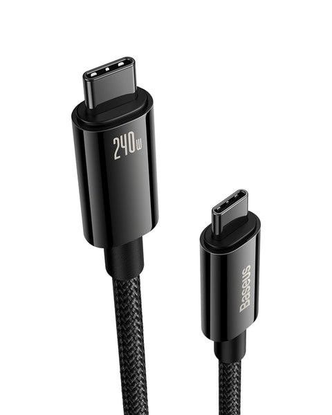 Baseus USB C Cable, 240W PD 5A Fast Charging USBC to USBC Cable, Zine Alloy Nylon Braided Type C Charger Cord for iPhone 17 16 Pro/Plus/Pro Max, MacBook, iPad Pro/Mini, Samsung S23/S22+ (6.6ft)