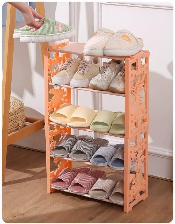 Modern Shoe Storage Shelf Space Saving Shoe Display Stand, Free Standing Shoes Storage Tower Organizer Closet Shelves for Home Living Room Hallway Office (Blue)