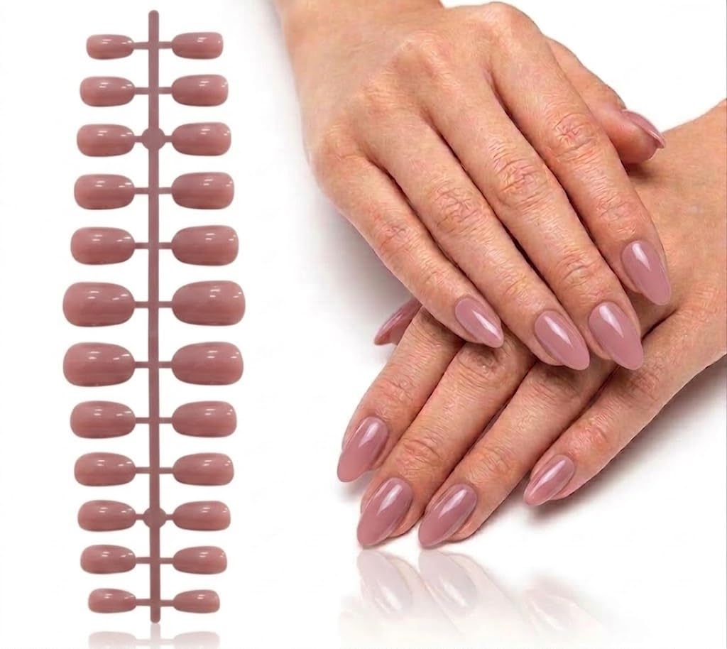 24Pcs False Nails, Coffin Nail Tips Full Cover - Fake Nail Tips for Nail Extension Nail Art DIY Home, 10 Sizes (N4)