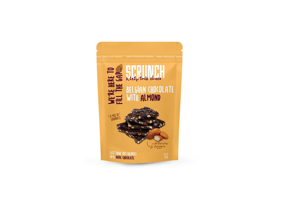 Scrunch - belgian dark chocolate barks with almond 35g