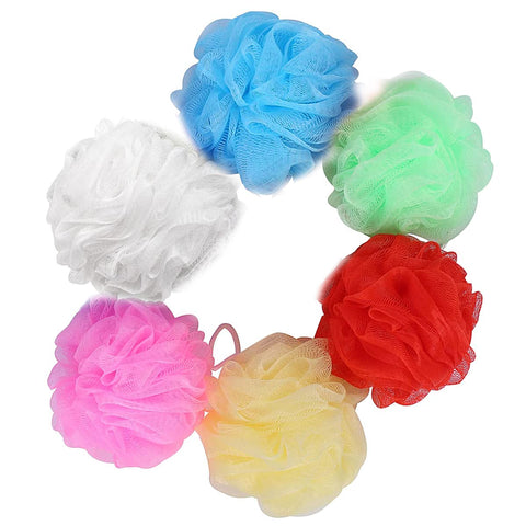 ECVV Bath Sponge Mesh Loofahs 6 Colors Mesh Poufs Shower Ball Skin Friendly Bathing Exfoliator for Men and Women Kids Bathing Boday Scrubber-Pack Of 6