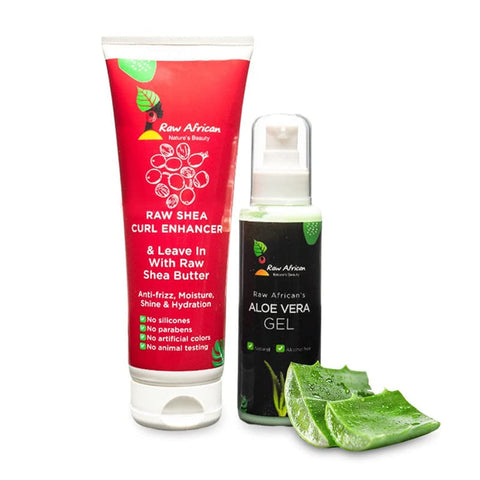 Raw African | Aloe Vera Gel | Raw Shea Curl Enhancer | 100% Natural | Moisturizing | Anti-Frizz | Strengthen Hair | No Dandruff | Curl Defining | Leave-in | Curly Hair | 300ml