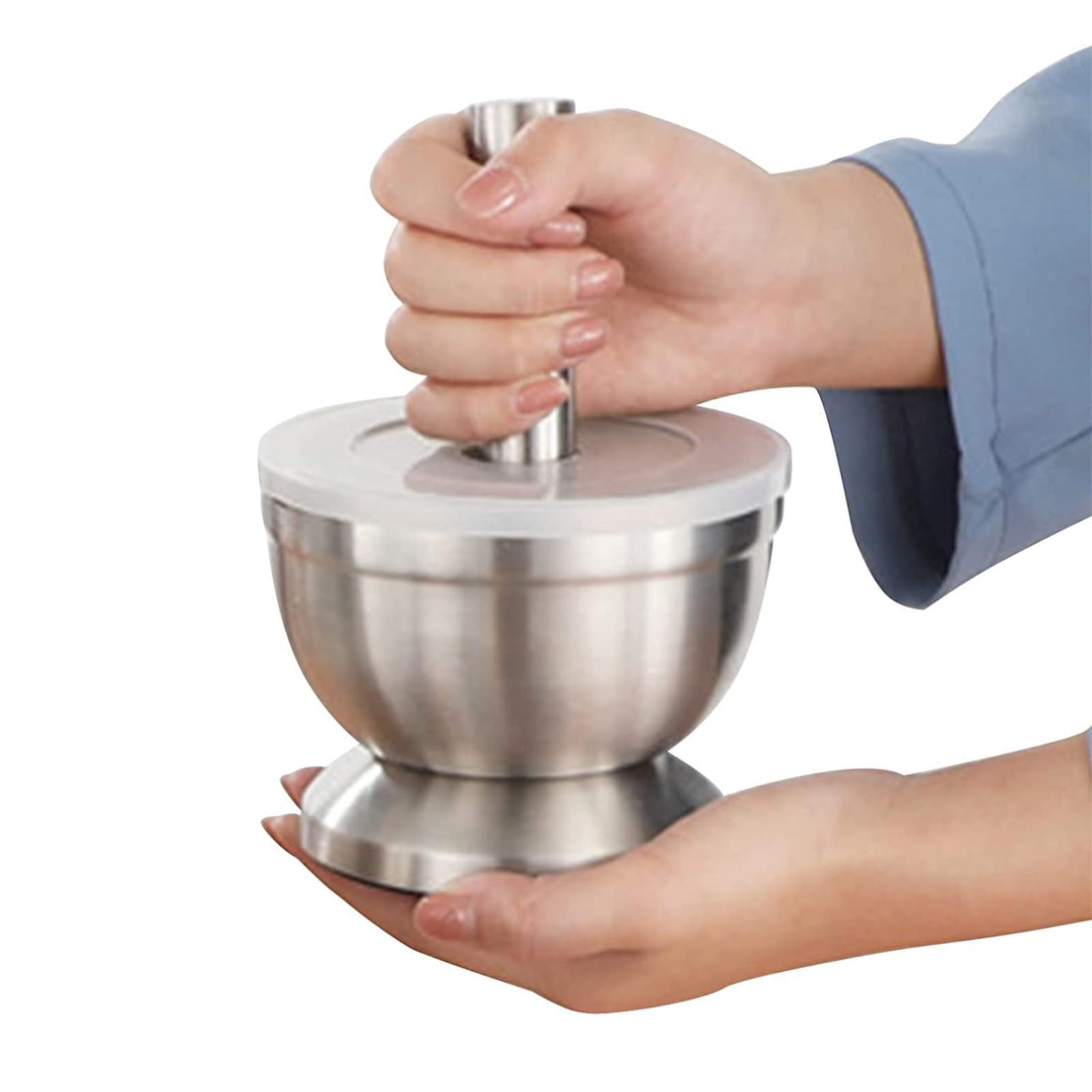 Stainless Steel Mortar and Pestle, Pill Crusher, Spice Crusher, Non-Slip Base Grinding Herb Spice, Kitchen Spice Herb Pesto Crusher (Small)