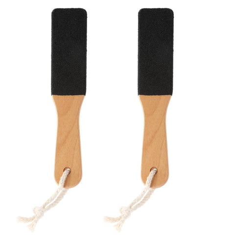 Dimeho Pumice Stone Foot File, 2Pcs Callus Remover Foot Scrubber with Wooden Handle Professional Pedicure Foot Rasp Double-Sided Heel Sander to Removal Dead Skin Dry Corns Skin Scraper File Brush