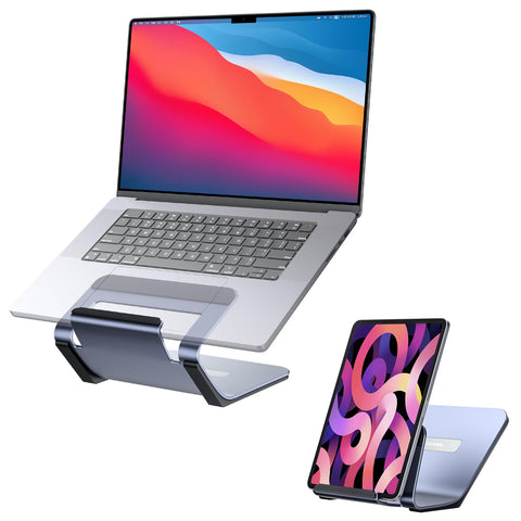 JSAUX Laptop Stand for Desk, Aluminum 2 in 1 Computer Riser and Tablet Stand, Ergonomic Notebook Holder Compatible with MacBook Air Pro, iPad Air Pro, Dell XPS, HP, Lenovo, More 10-15.6” Devices