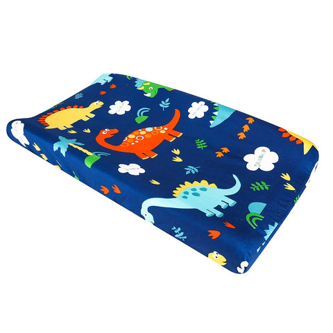Moro Moro 3 Baby Changing Pad Cover - 1 Pack, 16x32, Blue Dinosaur, Soft Breathable Microfiber, Fits Standard Changing Pads